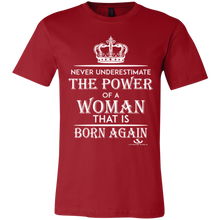 Load image into Gallery viewer, NEVER UNDERESTIMATE THE POWER OF A WOMAN Jersey Short-Sleeve T-Shirt