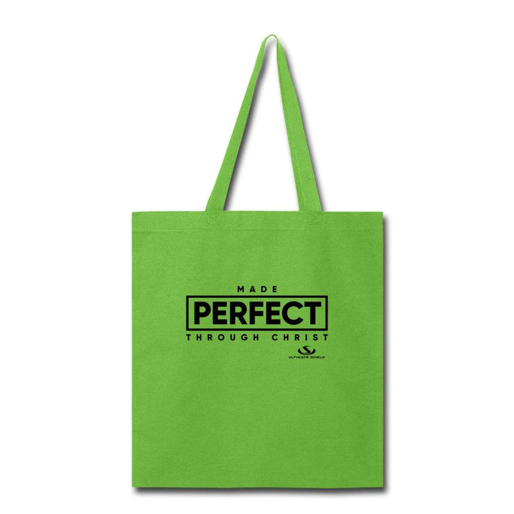 MADE PERFECT THROUGH CHRIST Tote Bag